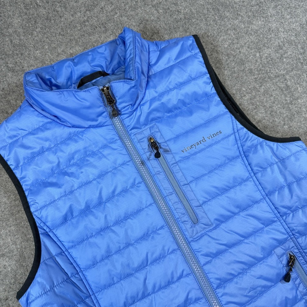 Vineyard Vines Vest Mens Medium Blue Quilted Full Zip Lightweight Insulated